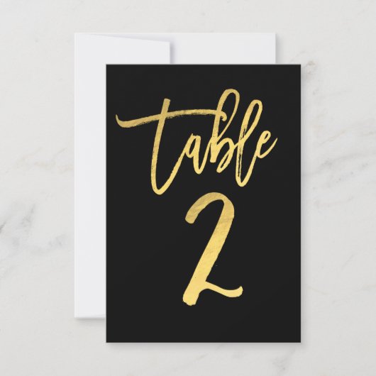 Elegant Gold Foil Moderne Script Table Number 2 Kaart (Voorkant)
