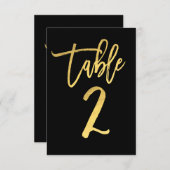 Elegant Gold Foil Moderne Script Table Number 2 Kaart (Voorkant / Achterkant)