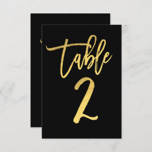 Elegant Gold Foil Moderne Script Table Number 2 Kaart