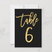 Elegant Gold Foil Moderne Script Table Number 6 Kaart (Voorkant)