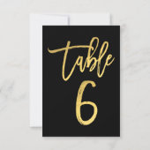 Elegant Gold Foil Moderne Script Table Number 6 Kaart (Achterkant)