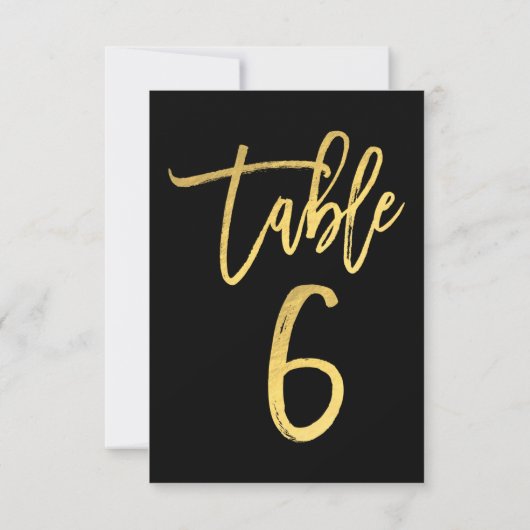 Elegant Gold Foil Moderne Script Table Number 6 Kaart (Achterkant)