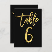 Elegant Gold Foil Moderne Script Table Number 6 Kaart (Voorkant / Achterkant)