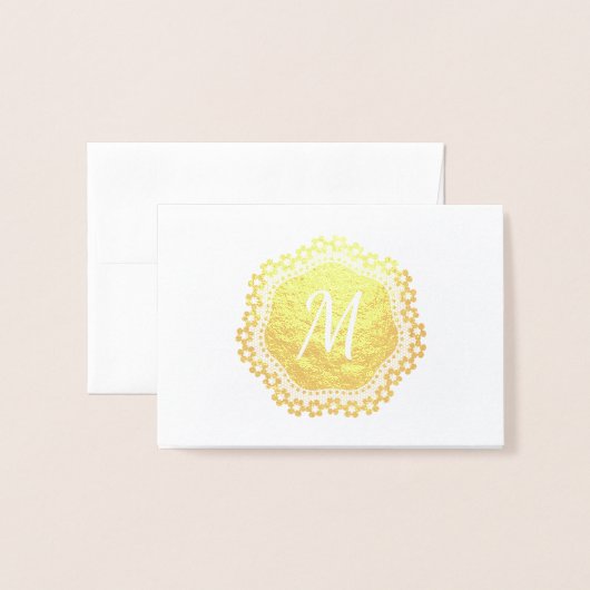 Elegant Gold Foil Monogram Note Kaart (Voorkant met envelop)