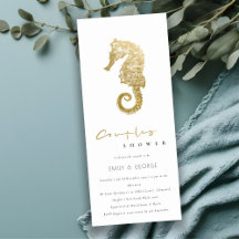 ELEGANT GOLD FOIL NAVY SEAHORSE COUPLES SHOWER
