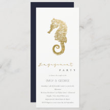 ELEGANT GOLD FOIL NAVY SEAHORSE ENGAGTY
