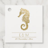ELEGANT GOLD FOIL NAVY SEAHORSE MONOGRAM WEDDING BEDANKJES LABELS (Voorkant)
