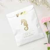 ELEGANT GOLD FOIL NAVY SEAHORSE MONOGRAM WEDDING BEDANKZAKJE (Gezegeld)