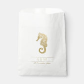 ELEGANT GOLD FOIL NAVY SEAHORSE MONOGRAM WEDDING BEDANKZAKJE (Voorkant)