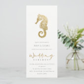 ELEGANT GOLD FOIL NAVY SEAHORSE WEDDING INVITATION KAART (Staand voorkant)