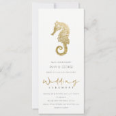 ELEGANT GOLD FOIL NAVY SEAHORSE WEDDING INVITATION KAART (Voorkant)