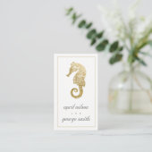 ELEGANT GOLD FOIL NAVY SEAHORSE WEDDING WEBSITE VISITEKAARTJE (Staand voorkant)