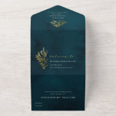 ELEGANT GOLD FOIL NAVY UNDERWATER SEAWEEDS WEDDING ALL IN ONE UITNODIGING (Buitenkant)