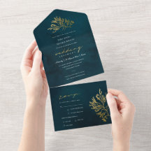 ELEGANT GOLD FOIL NAVY UNDERWATER SEAWEEDS WEDDING