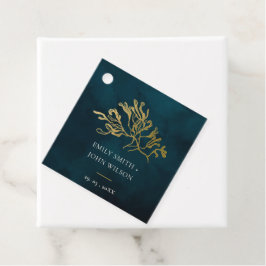 ELEGANT GOLD FOIL NAVY UNDERWATER SEAWEEDS WEDDING BEDANKJES LABELS