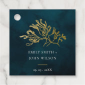 ELEGANT GOLD FOIL NAVY UNDERWATER SEAWEEDS WEDDING BEDANKJES LABELS (Voorkant)