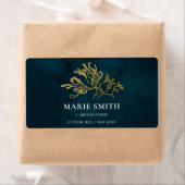 ELEGANT GOLD FOIL NAVY UNDERWATER SEAWEEDS WEDDING ETIKET (Insitu)