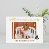 Elegant Gold Foil New Baby Foto met Kerstmis Kaart (Staand Voorkant)