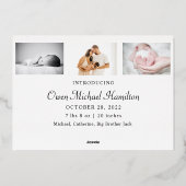 Elegant Gold Foil New Baby Foto met Kerstmis Kaart (Achterkant)