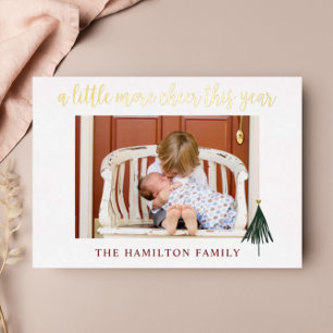 Elegant Gold Foil New Baby Foto met Kerstmis Kaart