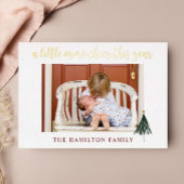 Elegant Gold Foil New Baby Foto met Kerstmis Kaart