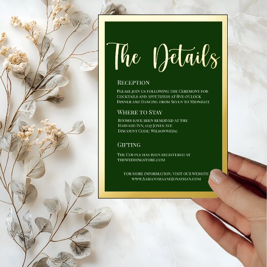 Elegant Gold Foil op Green Details Kaart