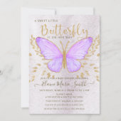 Elegant Gold Foil Paars Butterfly Baby shower Kaart (Voorkant)