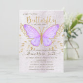 Elegant Gold Foil Paars Butterfly Baby shower Kaart (Staand voorkant)