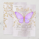 Elegant Gold Foil Paars Butterfly Baby shower Kaart (Voorkant / Achterkant)