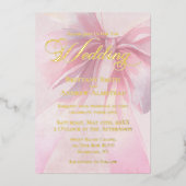 Elegant Gold Foil Pink Ribbon Wedding Folie Uitnodiging (Voorkant)