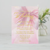 Elegant Gold Foil Pink Ribbon Wedding Folie Uitnodiging (Staand Voorkant)