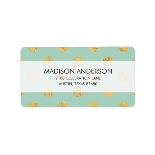 Elegant Gold Foil Polka Dot Pattern - Blauwgroen G Etiket (Voorkant)