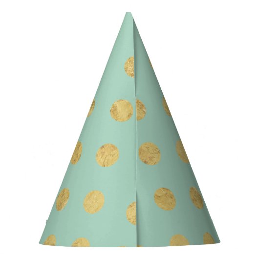 Elegant Gold Foil Polka Dot Pattern - Blauwgroen G Feesthoedjes (Achterkant)
