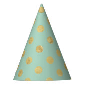 Elegant Gold Foil Polka Dot Pattern - Blauwgroen G Feesthoedjes (Voorkant)