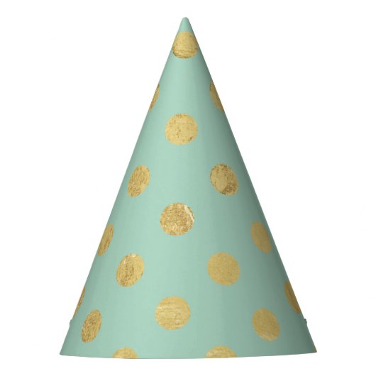 Elegant Gold Foil Polka Dot Pattern - Blauwgroen G Feesthoedjes (Voorkant)