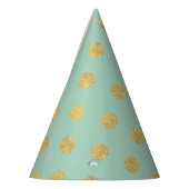 Elegant Gold Foil Polka Dot Pattern - Blauwgroen G Feesthoedjes (Links)