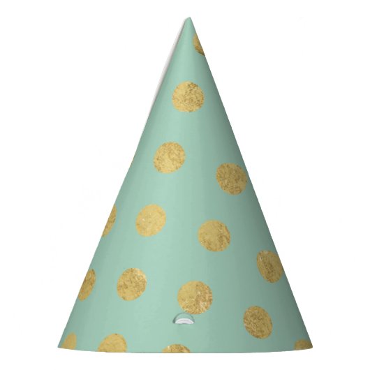 Elegant Gold Foil Polka Dot Pattern - Blauwgroen G Feesthoedjes (Links)