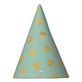Elegant Gold Foil Polka Dot Pattern - Blauwgroen G Feesthoedjes (Rechts)