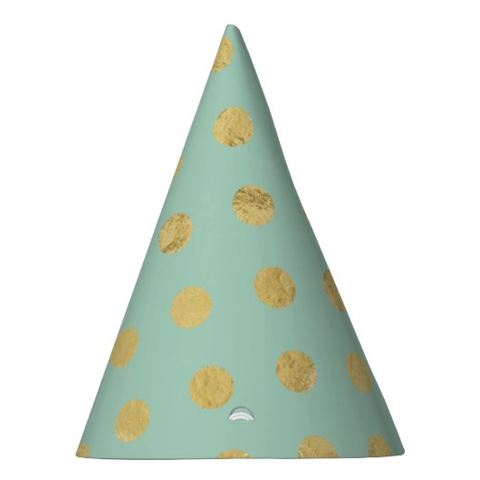 Elegant Gold Foil Polka Dot Pattern - Blauwgroen G Feesthoedjes (Rechts)