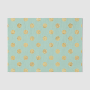 Elegant Gold Foil Polka Dot Pattern - Blauwgroen G Tissuepapier