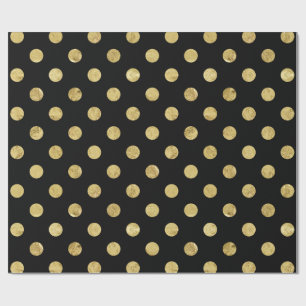 Elegant Gold Foil Polka Dot Pattern - Gold & Black Cadeaupapier