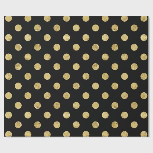 Elegant Gold Foil Polka Dot Pattern - Gold & Black Cadeaupapier (Vlak)