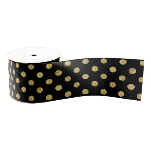 Elegant Gold Foil Polka Dot Pattern - Gold & Black Grosgrain Lint