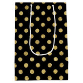 Elegant Gold Foil Polka Dot Pattern - Gold & Black Medium Cadeauzakje (Achterkant)