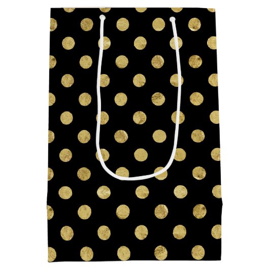 Elegant Gold Foil Polka Dot Pattern - Gold & Black Medium Cadeauzakje (Achterkant)