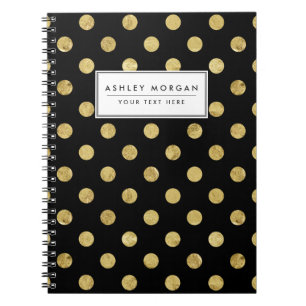 Elegant Gold Foil Polka Dot Pattern - Gold & Black Notitieboek