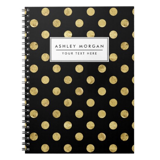 Elegant Gold Foil Polka Dot Pattern - Gold & Black Notitieboek (Voorkant)