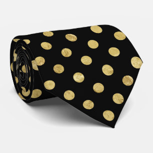 Elegant Gold Foil Polka Dot Pattern - Gold & Black Stropdas