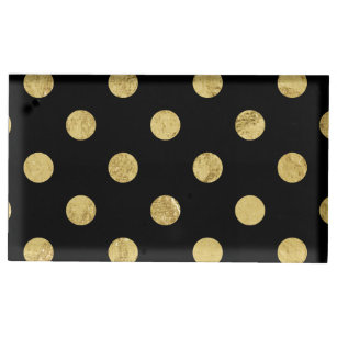 Elegant Gold Foil Polka Dot Pattern - Gold & Black Tafelkaart Houder
