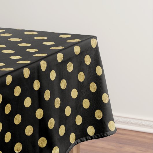Elegant Gold Foil Polka Dot Pattern - Gold & Black Tafelkleed (Voorbeeld)